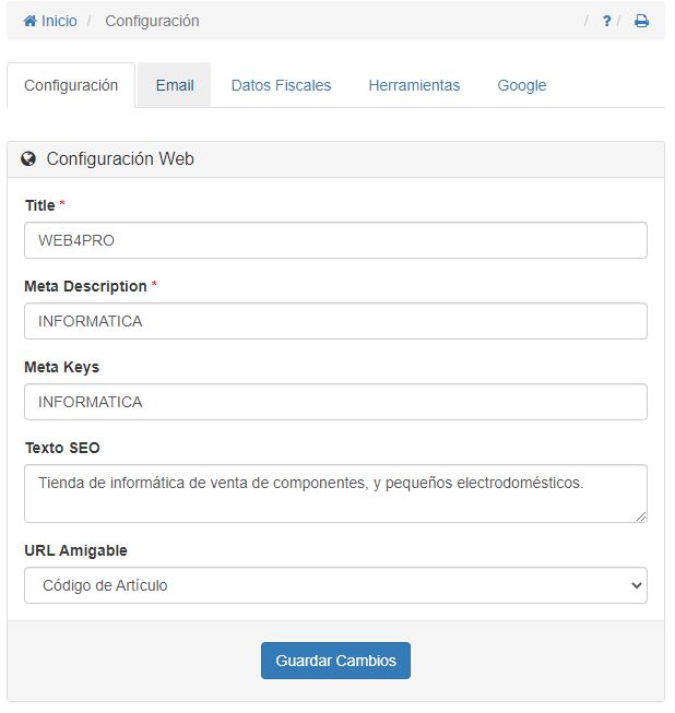 Configuración Web