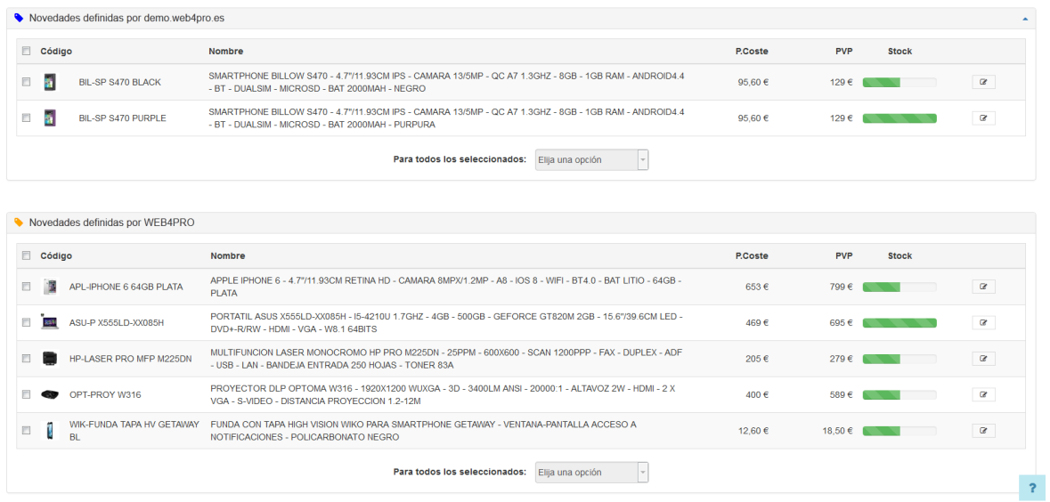 Listados de Novedades