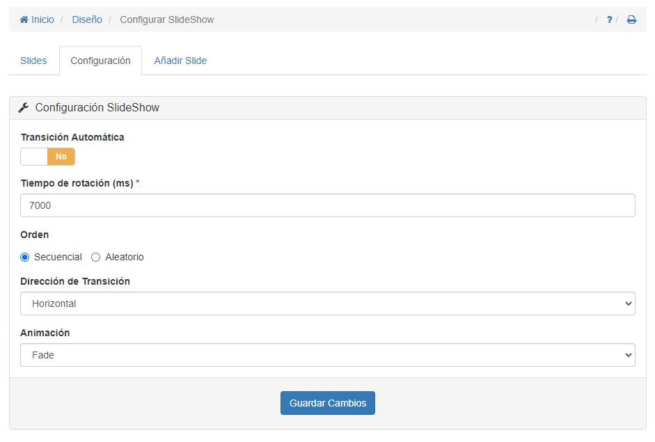 Configuración de Slides