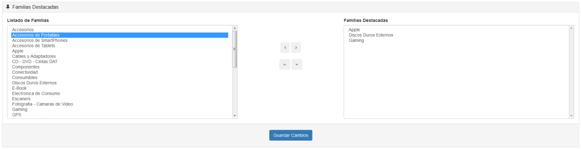 Familias Destacadas seleccionadas