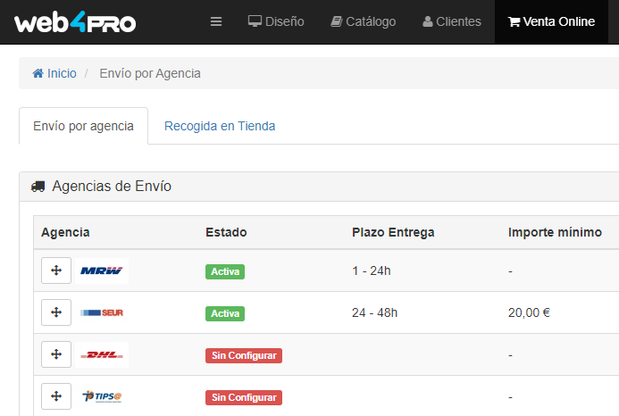 Definir Formas de Entrega