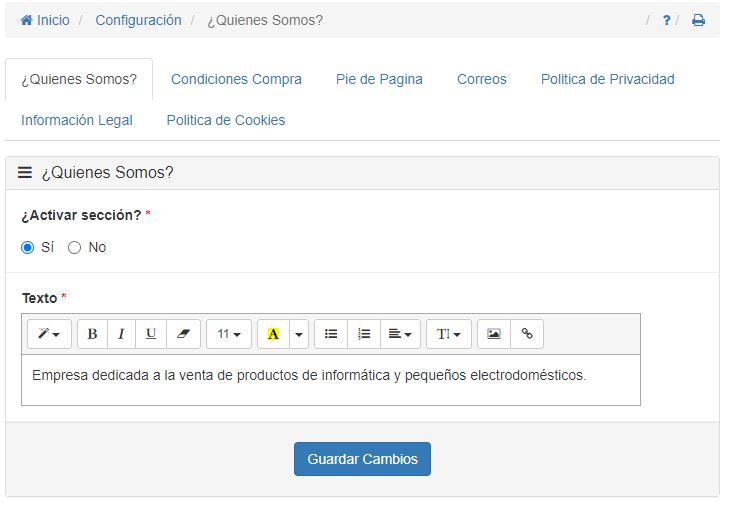 Pantalla Quiénes Somos